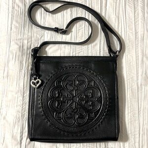 Brighton Ferrara Black Medallion Slim Organizer Crossbody Shoulder Bag